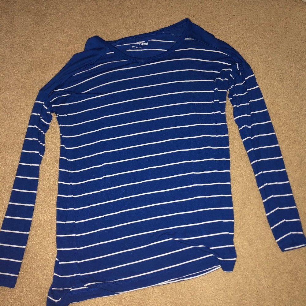Blue with white stripes long sleeve Tee